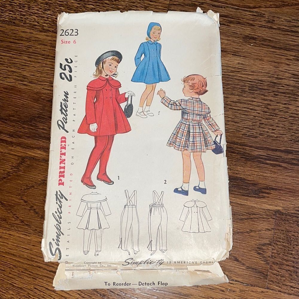 Vtg Simplicity 1949 little girl’s coat & leggings‎ sewing pattern